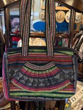 Boho Multicolor Woven Shoulder Bag - Women